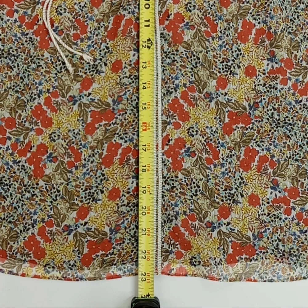 ALEXIS “Samera” Floral Print Sheer Peasant Top Blouse Tassel Tie GMA Hoda Large - Picture 9 of 14